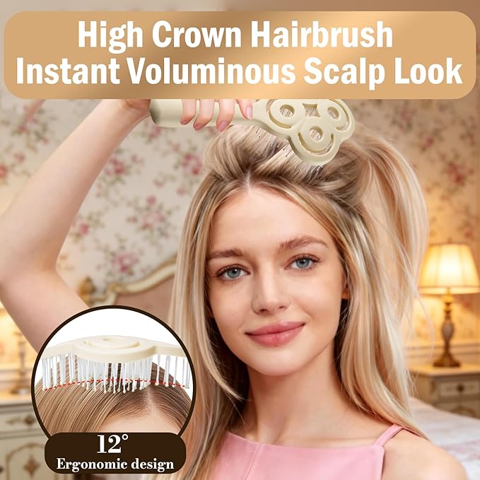 Simetra Detangler Hair Brush for Woman and Men, Original Detangling Brush for Curly Hair/Fine &Thick/Wet & Dry Hair, Flexible Bristles Hairbrush - Natural Crystal Inlay & 14K Gold Plating