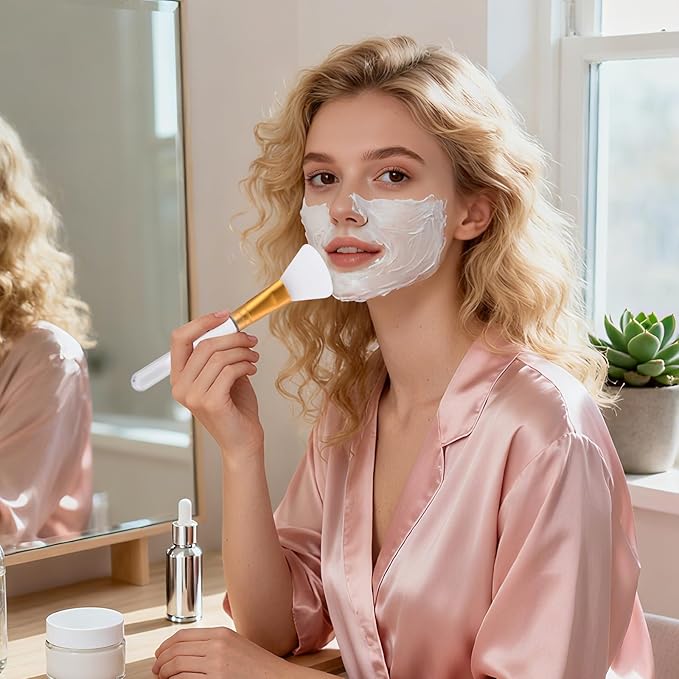 LORMAY Jelly Brush | 2 Pcs Silicone Face Mask Brushes | Facial Applicators for Even Coverage | Skincare Enhancer | Transparent Handles | All Skin Types | Kbeauty Accessory | Fan-shaped Head