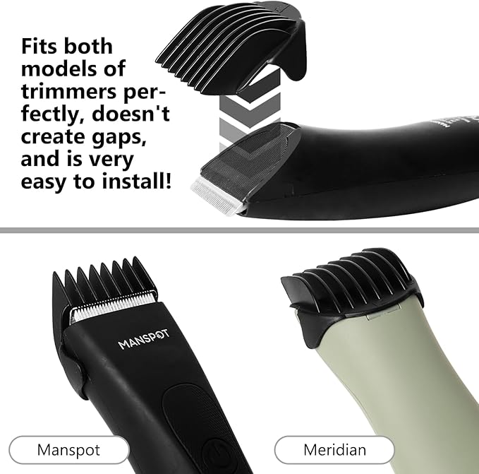 Hair Clipper Guards Guides 8pcs 0.02inch to 0.5Inch(0.5mm-12mm) Fits For Manspot Body Trimmer,Meridian Ball Trimmer Clipper Guard,8 Pack Black