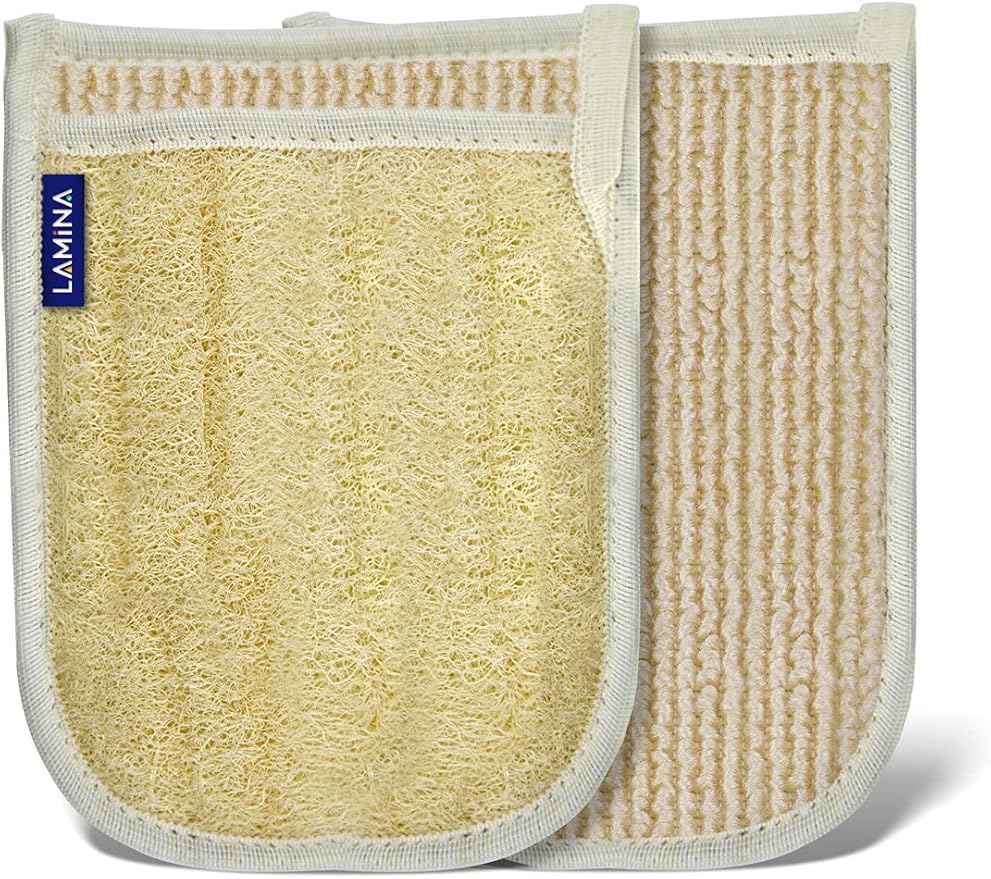 Veteran Textile%100 Natural-Organic, Loofah Sponge, Body Scrubber, Back Washer, Back Strap, Shower Bathing with The Loofah beds, All-Round Cleaning, Body Care [ Lamina ] (Double-Sided Bath Mitt)