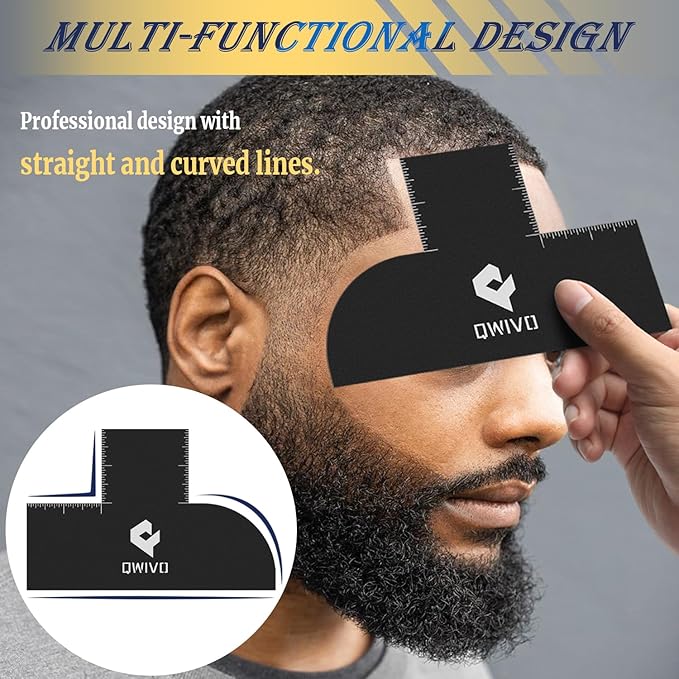 Color Enhancement Barber Card with Measurement indicators, Easy to Clean Hairline Maker for Barber Shape, Reusable Beard Line Up Tool, Color Spray Edge Hair Liner Card (Black-A)