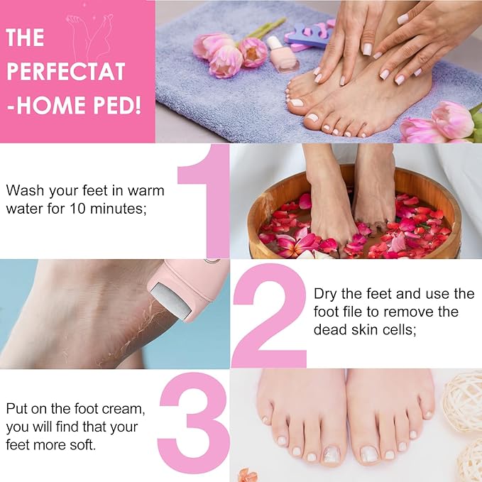 Electric Foot File Callus Remover for Feet - 3pcs Larger Grinding Head&3Speed, Pedicure Kit Foot Scrubber Deadskin Callus Remover, Foot Care Kit Pedicure Tools for Dead Skin Callus Hardskin Dry Cracks