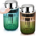 Foaming Hand Soap Dispenser 350ml (11oz) Refillable Vintage-Inspired Modern Plastic Silver Pump for Liquid Soap Shampoo Body Wash Bottle for Bathroom Kitchen (2 Pcs)(Brown+Blue)