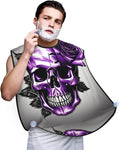 Purple Rose And Skull Print Beard Bib Shaving Apron, Beard Hair Trimming Cape Gift For Dad