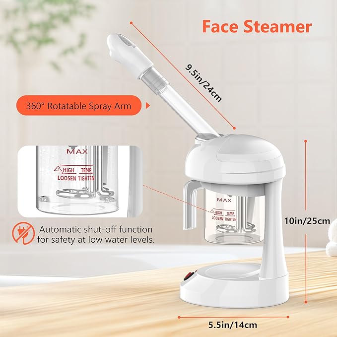Facial Steamer - TASALON Ozone Face Steamer for Facial Deep Cleaning, Portable Facial Steamer with Removable Water Tank, Nano Ionic Face Steamer for Home Salon Spa or Personal Care