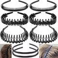 8 PCS Fashion Effortless Plastic Headbands with Teeth Comb Black Skinny Headbands No Slip Hair Accessories Bands for Women Men Teen Girls, Bright Black