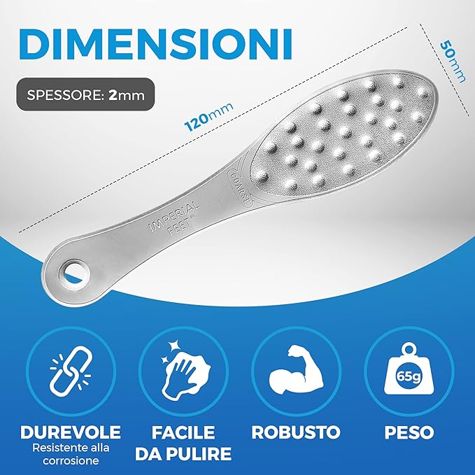Stainless Steel Foot Scraper | Professional Double-Sided Foot File Callus Remover for Feet | Foot Rasp Scrubber for Wet Or Dry Skin | Easy to Clean Pedicure Tool, Heel Grater for Feet
