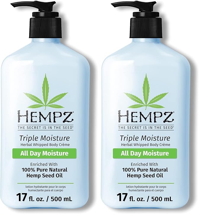 Hempz Triple Moisture Body Moisturizer,17 Oz – Hydrating Lotion Rich with Minerals,Vitamin C,& Hempseed Oil to Nourish & Repair Extremely Dry or Sensitive Skin for Body,(Pack of 2)
