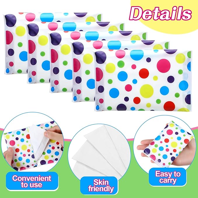 Geyee 50 Packs Tissue Travel Size Facial Paper Napkins Travel Packs Disposable Pocket Tissues for Wedding Guest Traveling School Purse Home Supplies, 500 Sheets 3 Ply(Polka Dot)