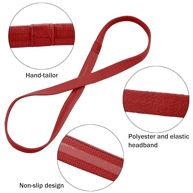 Duufin 20 Pieces Elastic Sport Headbands for Women Men Girls Non Slip Workout Headband Colorful Thin Elastic Headbands, 13 Colors