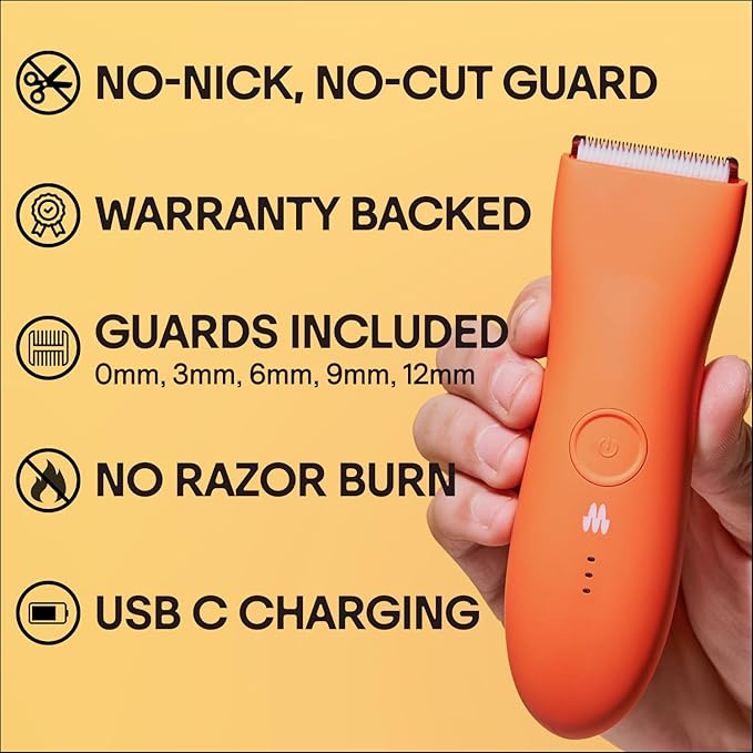 MERIDIAN The Trimmer Premium - Body Hair Trimmer & Electric Shaver for Men and Women for Pubic Hair, Chest, Legs & Bikini Line, Waterproof & Rechargeable, Blaze