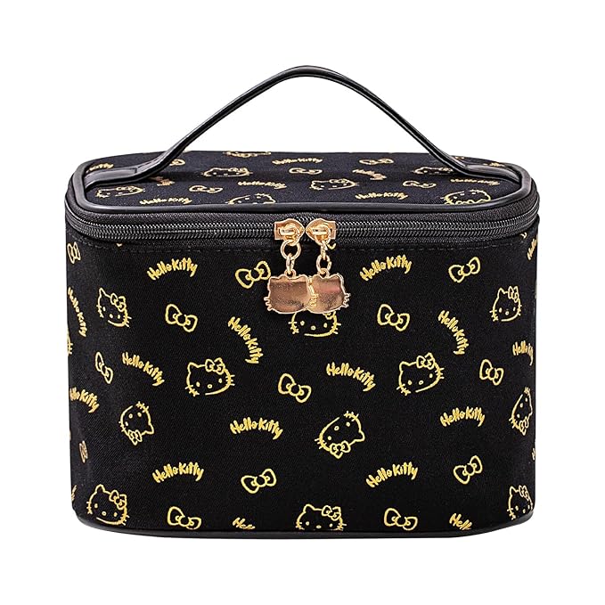 Vimanllie Makeup Bag Large Capacity Travel Cosmetic Bag with Dedicated Brush Holder,Cute Printed Makeup Organizer for Women Traveling,Portable Toiletry Bag for Girls
