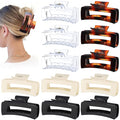 4.1 Inch Large Claw Clips - 12 Pcs Jumbo Square Jaw Clips for Thick Hair, Bulk Hair Accessories for Women and Girls - Transparent