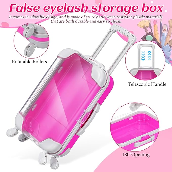 Sosoport 4pcs False Eyelash Storage Box Simulation Trolley Case Makeup Case Mini Luggage False Eyelash Tray Makeup Tool