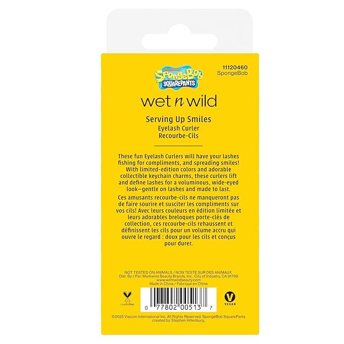 wet n wild Eyelash Curler & Charm, Gentle Silicone Cushion Pad, Curls & Lifts Lashes – Spongebob