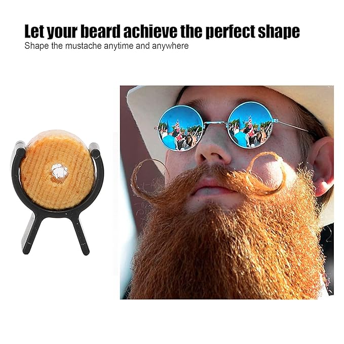 Mustache Training Wheel, 1 Pair Wood Gel Handlebar Mustache Training Mustache Shaping Wheel Beards Template Shaping Tools Mustache Styling Father Boy Husband Boyfriend