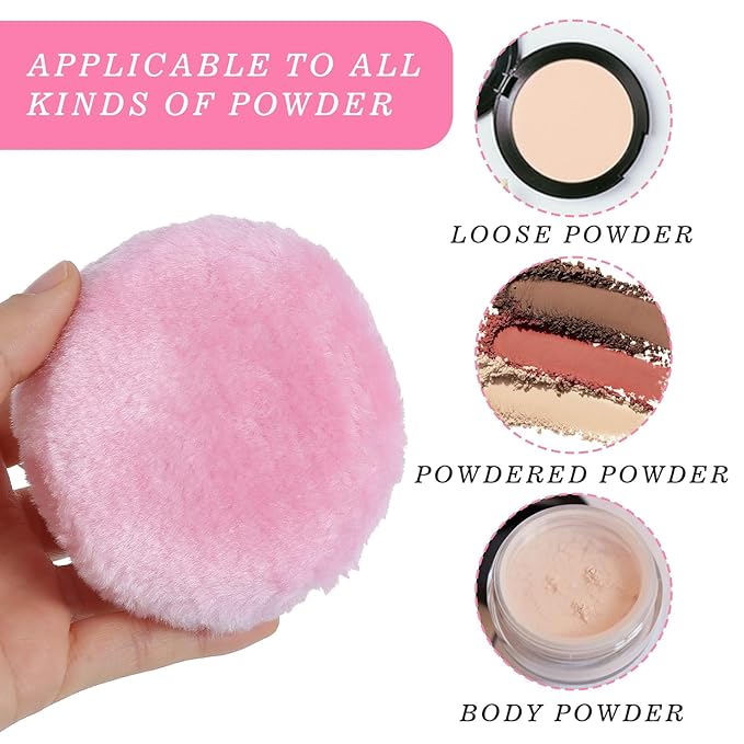 4pcs Large Powder Puff, 3.5 In Dusting Powder Puff,Soft Washable Reusable Powder Puffs for Body Powder,Loose Powder Puffs Wet Dry Makeup Tool for Baby & Kid & Adult