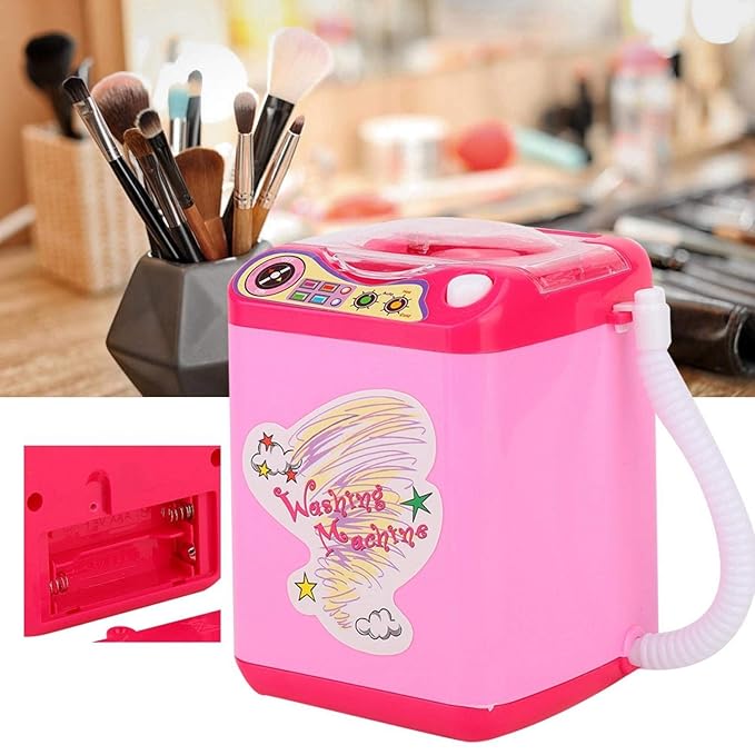Makeup Washing Machine, Simulation Mini Makeup Brush Cleaner Electric Make Up Sponge Puff Cleaner Device Automatic Cosmetic Tool for Girls and Women