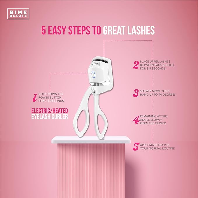 Bime Beauty Electric Heated Eyelash Curler | Electric Women Eyelash Heated Curler with Quick Heat | Rechargeable Eye lash Curler Set | Eyelash Heated Curler | Best for Eye Lashes White