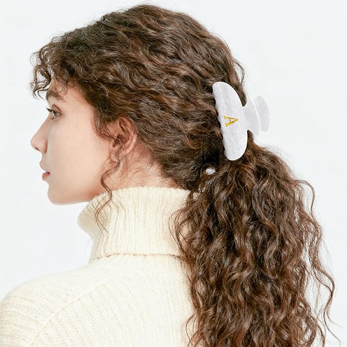 Christmas Gifts for Teenage Girls Birthday Gift for Girls Cute Hair Clips Initial Claw Teacher Gifts for 3 4 5 6 7 8 9 10 11 12 13 Year Old Girl Christmas Gift for Women - White,S