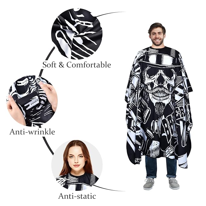 Professional Waterproof Leopard Hair Cutting Cape with Snaps, Polyester Salon Cape with Adjustable Neckline for Professional Stylists and Home Use