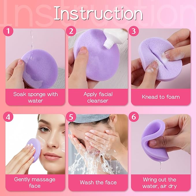480 Count Compressed Facial Sponges, PVA Professional Makeup Removal Round Face Wash Sponges, Round Compress Face Cleaning Sponge for Cleansing Exfoliating(Yellow Purple Blue Pink)