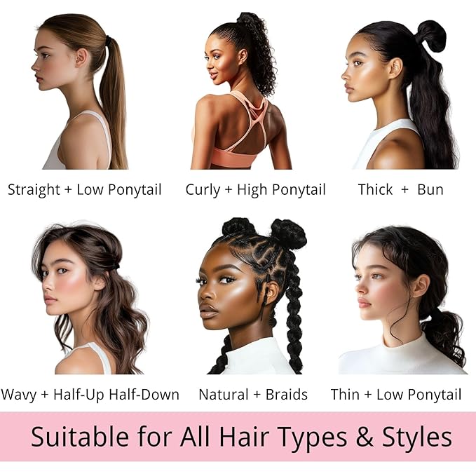 LuSeren 120 Pcs No Damage Thick Hair Ties, Large Soft Seamless Nylon Hair Elastics for Women, Ponytail Holders - Blonde & Brown