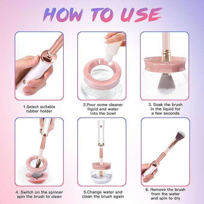 Makeup Brush Cleaner Machine - Super Fast Makeup Brush Cleaner and Dryer - Automatic Brush Cleaner Tool Suit for Most Makeup Brush Sizes