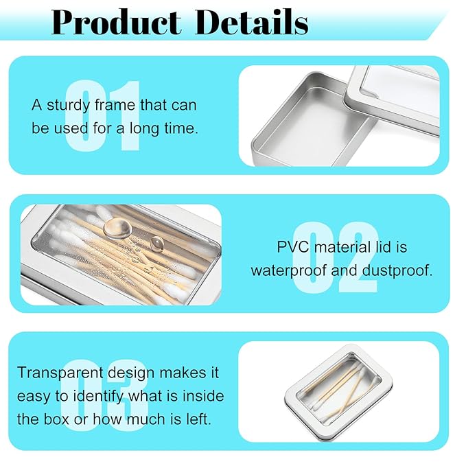 2 Pack Cotton Swab Holder for Travel Portable Metal Floss Pick Case with Lid Empty Metal Cotton Ball Holder Small Aluminum Alloy Storage Container for Cotton-Swabs Hair Ties Floss Pick Small Items