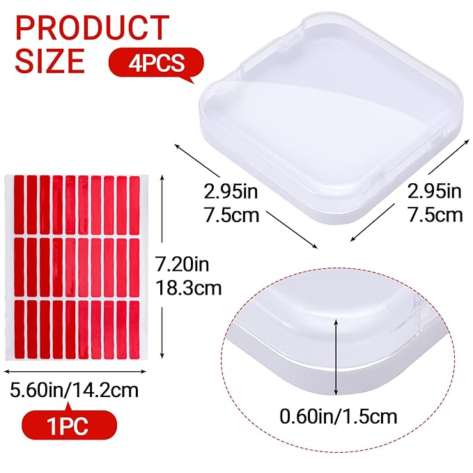 OIIKI 5pcs Clear Press on Nail Boxes, Nail Art Display Box with Adhesive Double Sided Tape, Plastic Storage Case Container Packaging Supplies for Art Business Salon