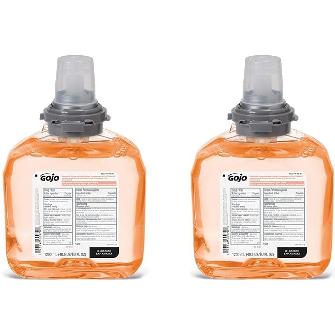 GOJO TFX Premium Foam Antibacterial Handwash, Fresh Fruit Scent, 1200 mL Touch-Free Dispenser (Pack of 2) - 5362-02