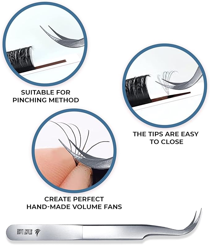 Stacy Lash STL-8 Curved Eyelash Extension Tweezers/Eyelashes Separator Tool/Supplies for Isolation Individual False Lashes, Volume & Classic Extensions/Precision Tools/Beauty Accessories