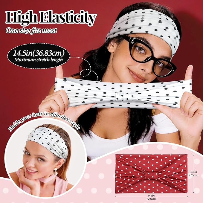 Wide Headbands for Women Knotted No Slip Head Bands Soft Turban Headband Hair Accessories Boho African Solid Color Head Wraps for Women Yoga Workout Pack of 6