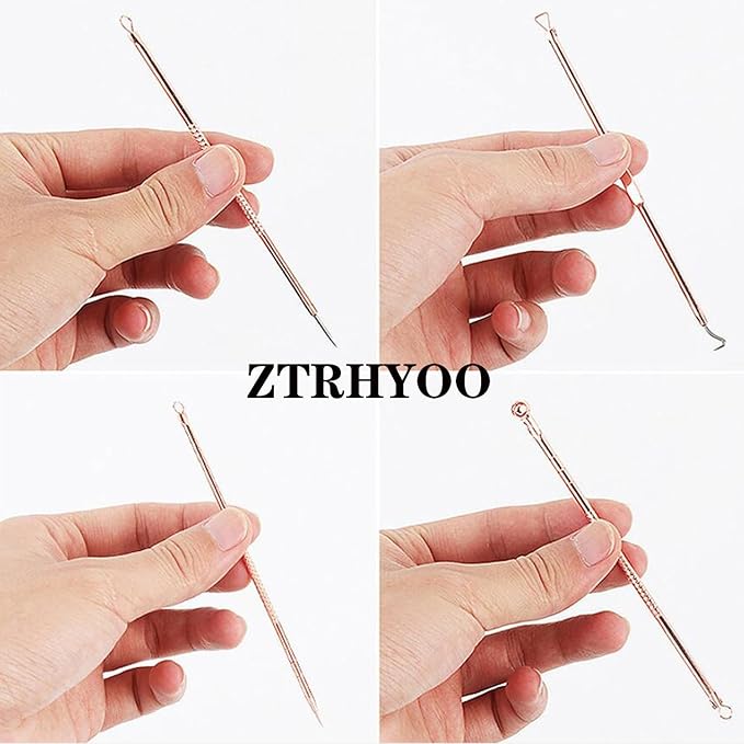 Blackhead Remover Pimple Comedone Extractor Tool Best Acne Removal Kit - Treatment for Blemish, Whitehead Popping, Zit Removing for Risk Free Nose Face Skin with Case(Rose, 4 Piece Set)