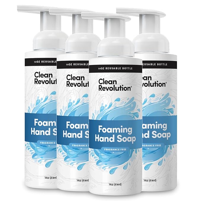 Clean Revolution Foaming Hand Soap. Ready to Use Formula. Fragrance Free. 14 oz, Pack of 4
