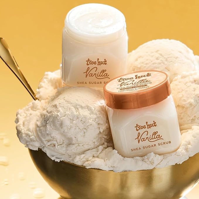 Tree Hut Mini Vanilla Everything Shower Gift Set, Exfoliating Sugar Scrub, Foaming Gel Wash & Whipped Body Butter, Hydrating & Moisturizing Self-Care Gift Set for Smooth Skin