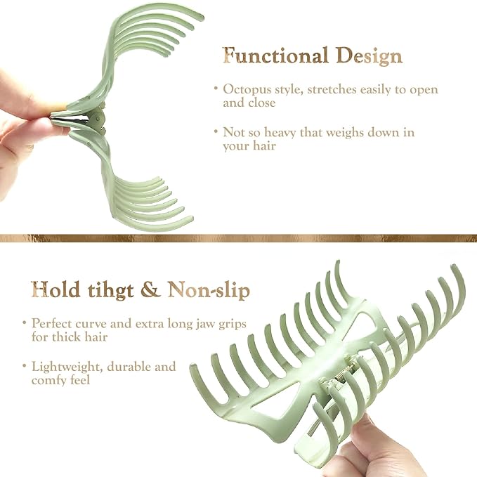 5.5” Large Hair Claw Clips, Big Hair Clips Enough to Hold Your Hair, Hair Clips for Women Thick Hair (Neutral-4pcs)