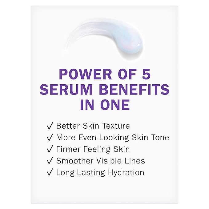 Olay Super Serum - Glow Serum for Face - Activated Niacinamide, Vitamin C & E, Collagen Peptide, AHA - 5-in-1 Benefits - Brightens, Hydrates, Smooths, Firms, Evens Tone, Proactive Anti-Aging, 1.0 Oz