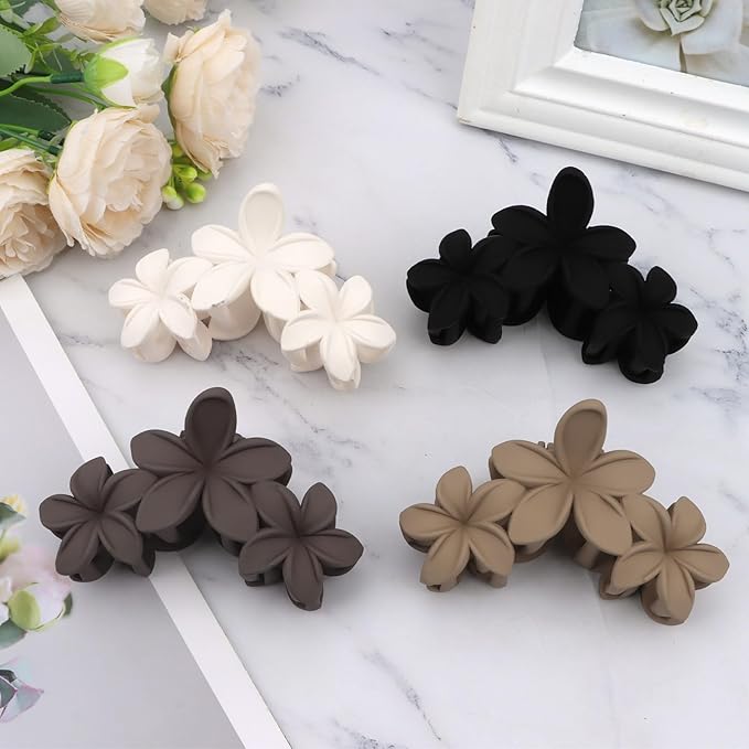 4PCS Flower Hair Clips for Women Matte Flower Claw Clips Non-slip Cute Claws for Thick Thin Hair Strong Hold Fashion Accessories for Women Girls