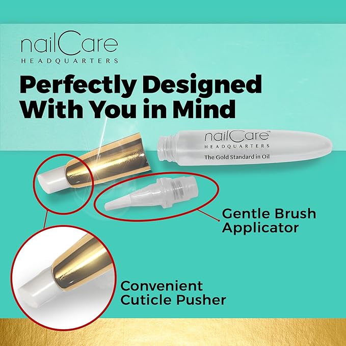 Nail Care Headquarters Refillable Empty Squeeze Cuticle Pens, perfect for holding Simply Pure Nail & Cuticle Oil - Gold Cap 3 Pack