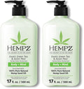 Hempz Body Lotion - Green Tea & Asian Pear Daily Moisturizing Cream,Shea Butter Body Moisturizer - Skin Care Products,Hemp Seed Oil - Large,(Pack of 2)