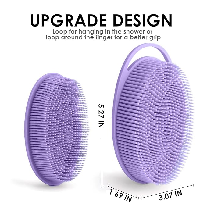 Silicone Body Scrubber – Silicone Loofah for Shower, Set of 2 Soft Dual-Sided Exfoliating Body Bath Shower Scrubber Loofah Brush Easy-to-Clean for Sensitive Kids Women Men All Kinds of Skin