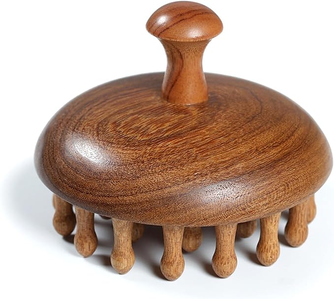 Wooden Scalp Massage Comb - Sandalwood Head Massager Tool, Gua Sha Brush for Women Men Hair Growth Body Massage