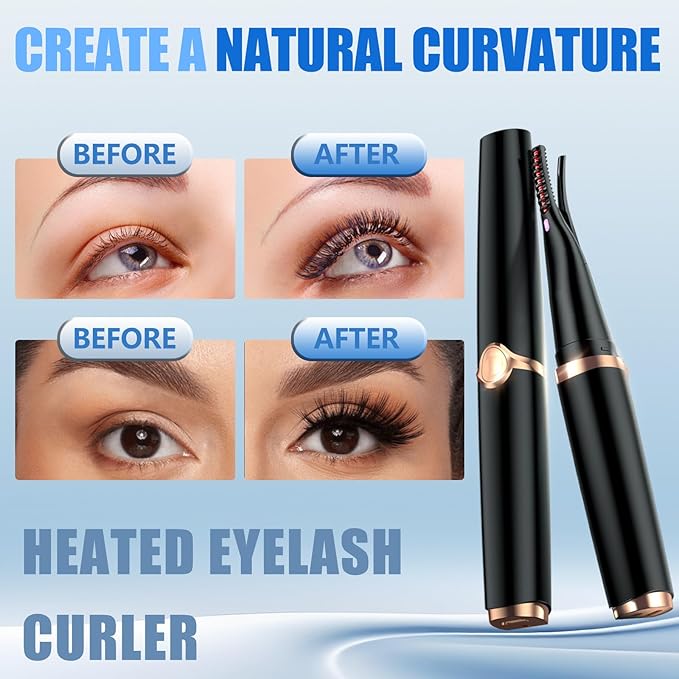 Heated Eyelash Curlers - 2 in 1 Clip- Type Heated lash Curler Best Seller Electric Eyelash Curler 3 Temp Settings for Makeup Tools USB Rechargeable Natural Curling 24H Long Lasting B-2