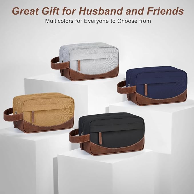 Travel Toiletry Bag for Men and Women, Hanging Toiletry Organizer, Water Resistant Shaving Kit with Large Capacity for Travel Accessories (Coffee, Medium)
