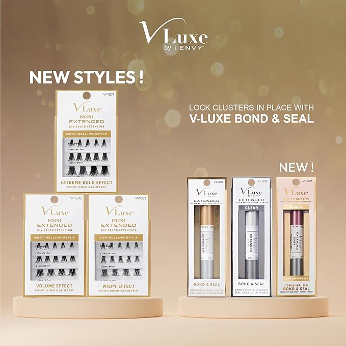 VLuxe Faux Mink Lash Cluster Mini Extended, 14 10-14mm Seamless DIY Lash Extensions, Lightweight Ultra Comfort False Eyelashes with Thin Microband for Natural Blending, Refill for Mini Lash Palette
