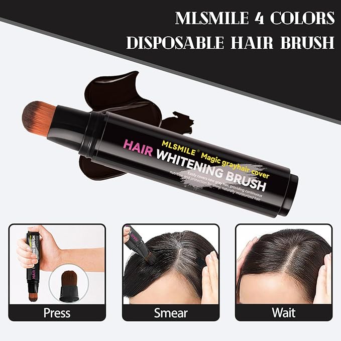 Hair Dye Comb Color Stick with Brush - Root Touch Up Set, Instant Gray Hair Coverage, Cover Hairline Precisely & Naturally, Portable Grey Hair Concealer for Men Women, Sweatproof - Dark Brown