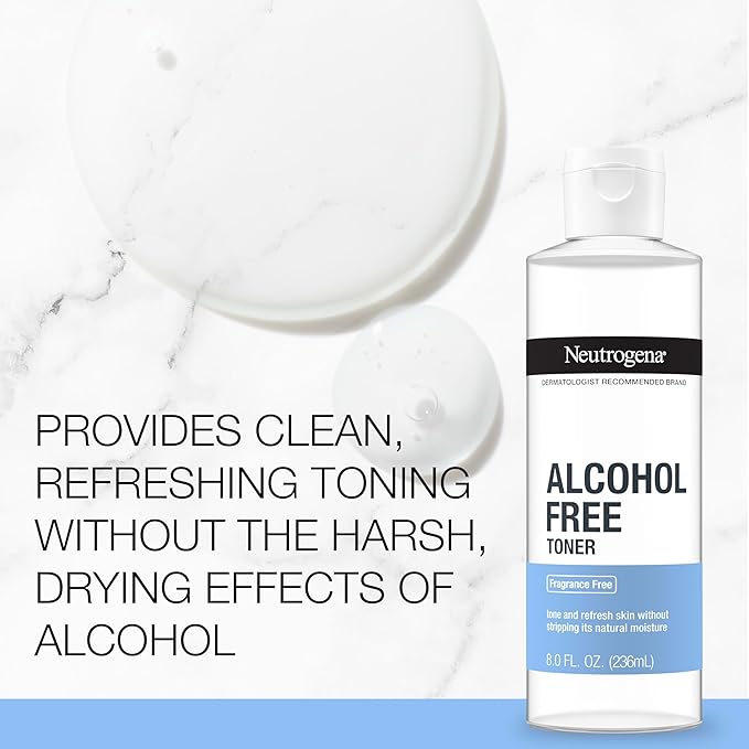 Neutrogena Alcohol-Free Gentle Daily Facial Toner, Fragrance-Free to Tone & Refresh Skin, Gently Removes Impurities & Reconditions Skin, Hypoallergenic, 8 fl. oz