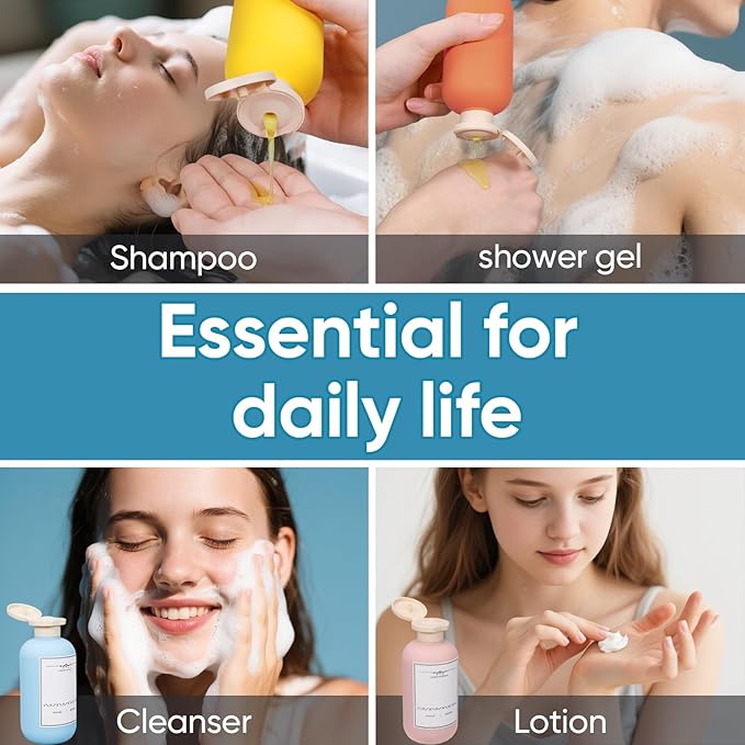 3 PACK Travel Shampoo Bottle, Empty Plastic Squeeze Bottles 6.8oz with Flip Cap, Lotion Container for Toiletries Travel Size Shampoo and Conditioner