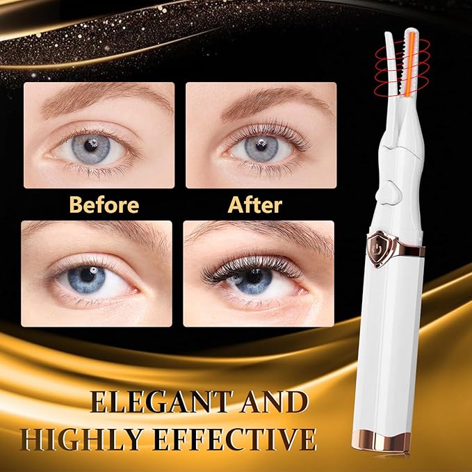 Heated Eyelash Curler - 2-in-1 Clip-Type Design, 3 Temperature Modes, USB Rechargeable Electric Eyelash Curler, Natural Curling 24H Long-Lasting Curl, Gift for Women & Girls, White-EC